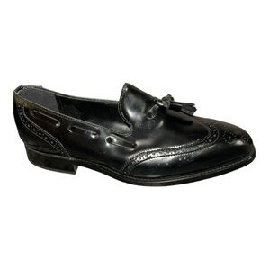 Nunn Bush Leather Black Men's Dress Shoes Vintage Kiltie Tassel Loafers Size 9.5